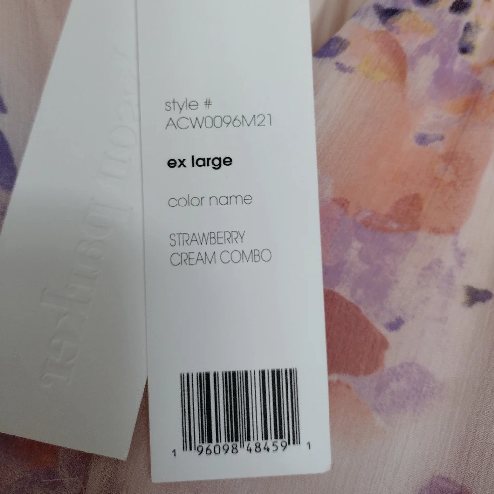 adyson parker XL Floral Tiered Puff Long Sleeve Strawberry Cream Dress - Picture 8 of 11